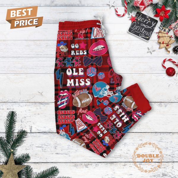 NCAA Ole Miss Rebels Merry Chistmas Hotty Toddy 2024 Fleece Pajamas Set