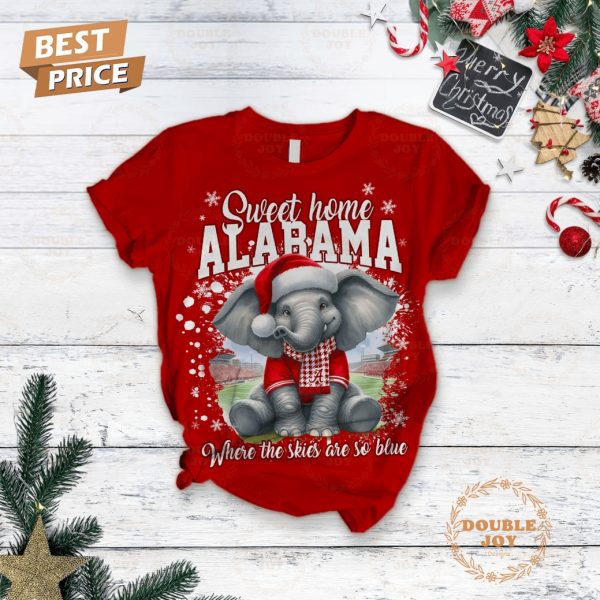 Sweet Home NCAA Alabama Crimson Tide Where The Skies Are So Blue Merry Christmas 2024 Fleece Pajamas Set