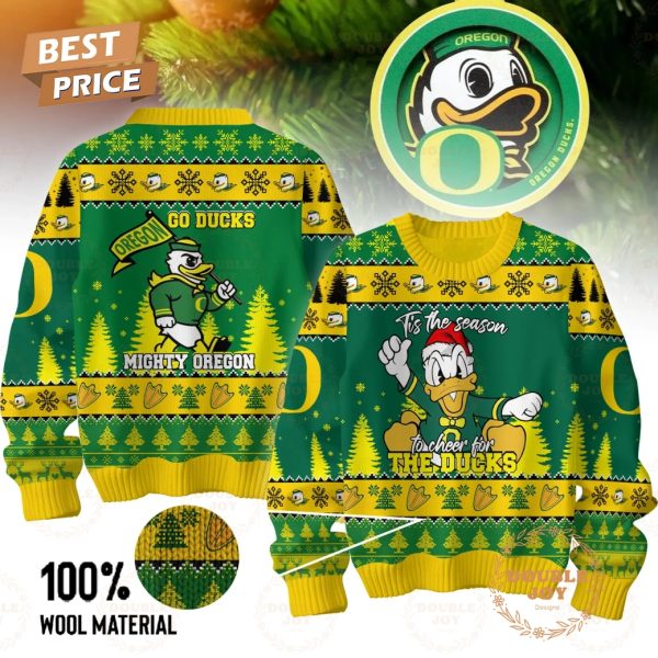 Tis The Season To Cheer For NCAA Oregon Ducks, Go Ducks Mighty Oregon Merry Christmas 2024 Sweater