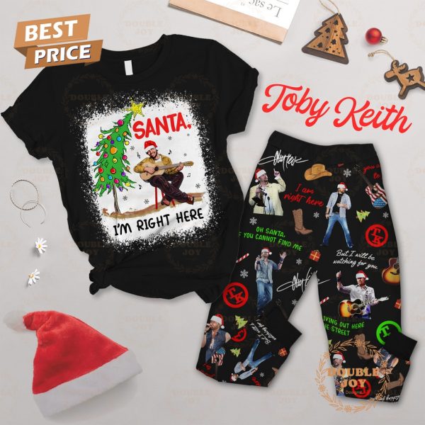 Toby Keith Santa, I’m Right Here Merry Christmas 2024 Fleece Pajamas Set