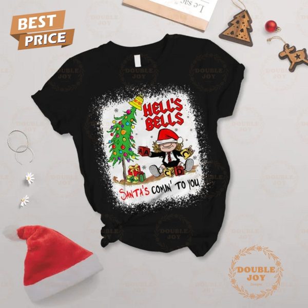 AC/DC Hell’s Bells Santa’s Comin’ To You Christmas 2024 Fleece Pajamas Set