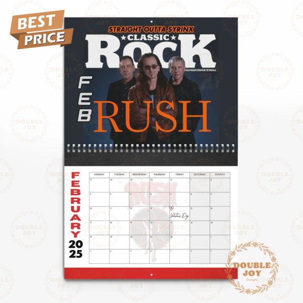 Rush Rock Band 2025 Wall Calendar