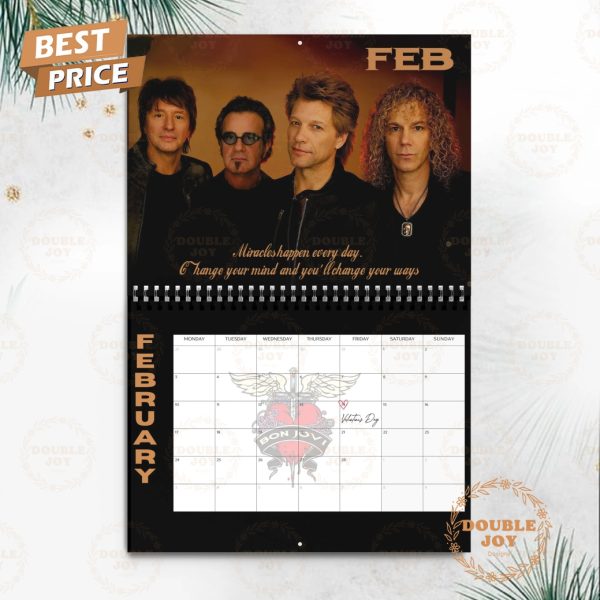 Bon Jovi Rock Band 2025 Wall Calendar