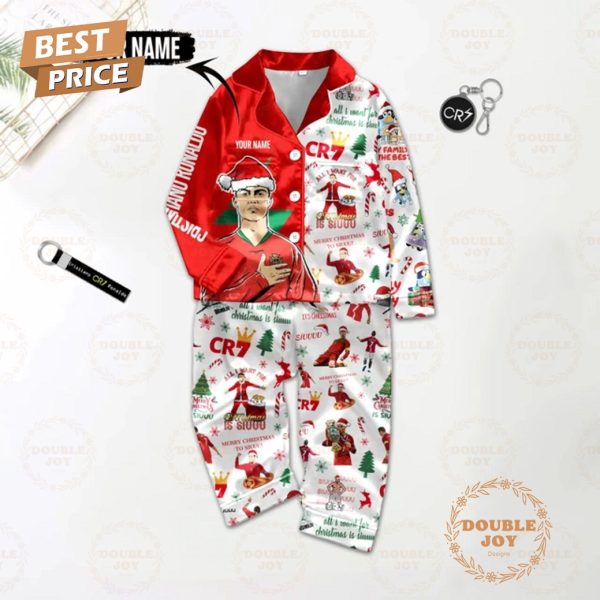 Cristiano Ronaldo All I Want For Christmas Is Siuuuuuuu Custom Name Pajamas Set