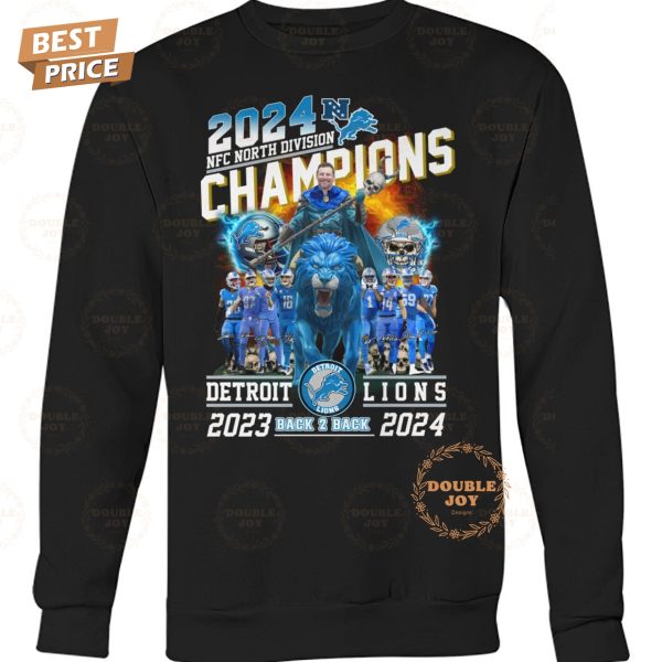 2024 NFC North Division Champions NFL Detroit Lions 2023-2024 Back 2 Back T-Shirt