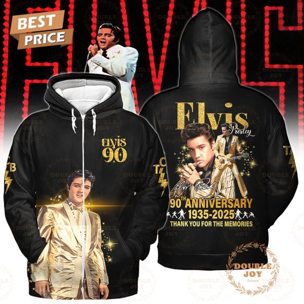 Elvis Presley 90th Anniversary 1935-2025 Thank You For The Memories T-Shirt, Hoodie