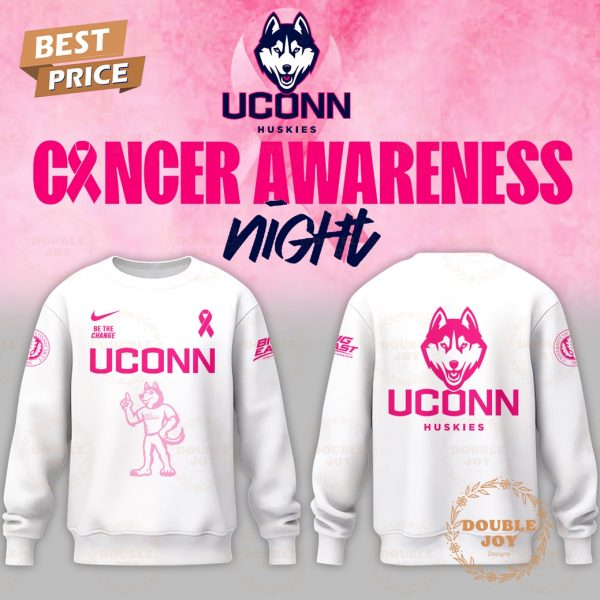 NCAA UConn Huskies Cancer Awareness Night Hoodie – White