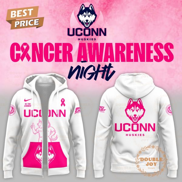 NCAA UConn Huskies Cancer Awareness Night Hoodie – White