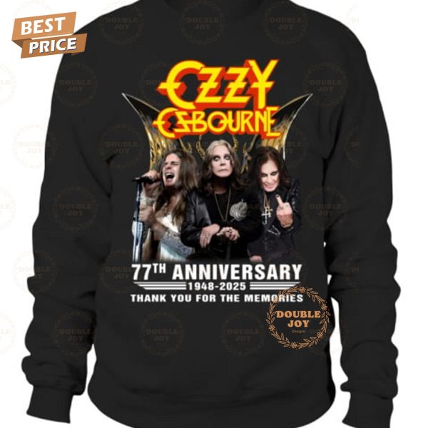 Ozzy Osbourne 77th Anniversary 1948-2025 Thank You For The Memories T-Shirt