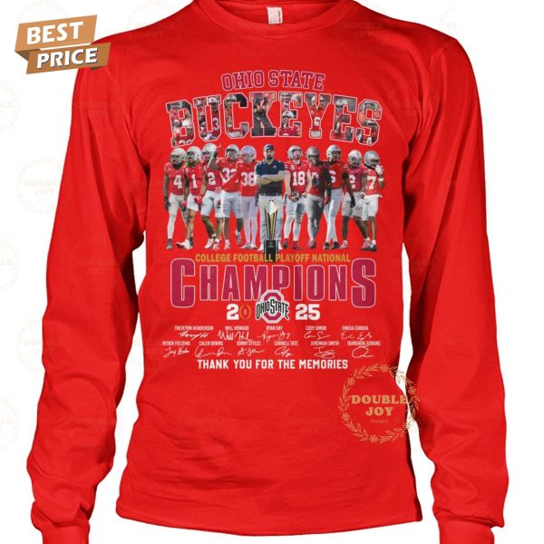 Ohio State Buckeyes NCAA College Football Playoff National Champions 2025 Thank You For The Memories T-Shirt