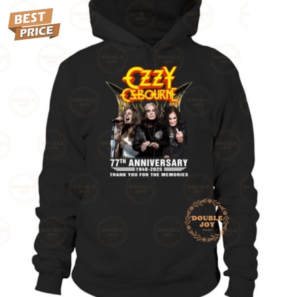 Ozzy Osbourne 77th Anniversary 1948-2025 Thank You For The Memories T-Shirt