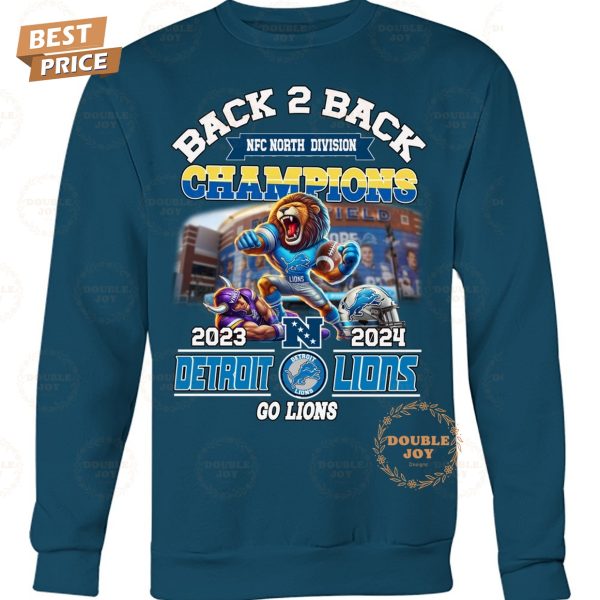 Back 2 Back NFC North Division Champions 2023-2024 NFL Detroit Lions “Go Lions” T-Shirt