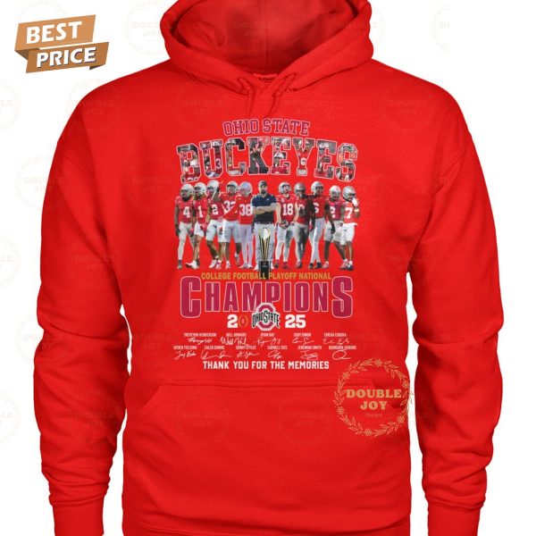 Ohio State Buckeyes NCAA College Football Playoff National Champions 2025 Thank You For The Memories T-Shirt