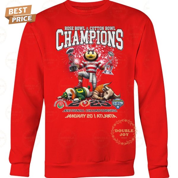 NCAA Ohio State Buckeyes Rose Bowl And Cotton Bowl Champions 2025 January 20 T-Shirt