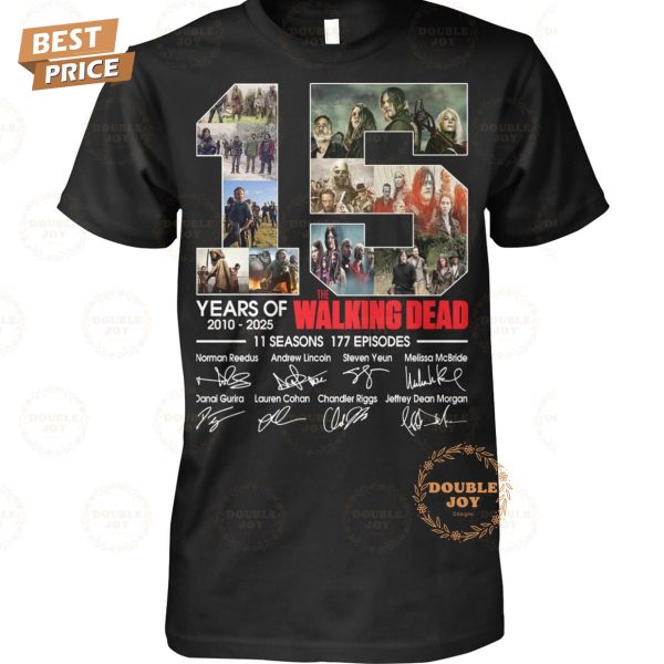 The Walking Dead 15 Years Of 2010-2025 11 Seasons 177 Episodes T-Shirt