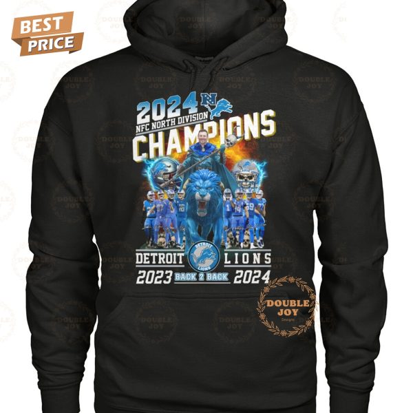 2024 NFC North Division Champions NFL Detroit Lions 2023-2024 Back 2 Back T-Shirt