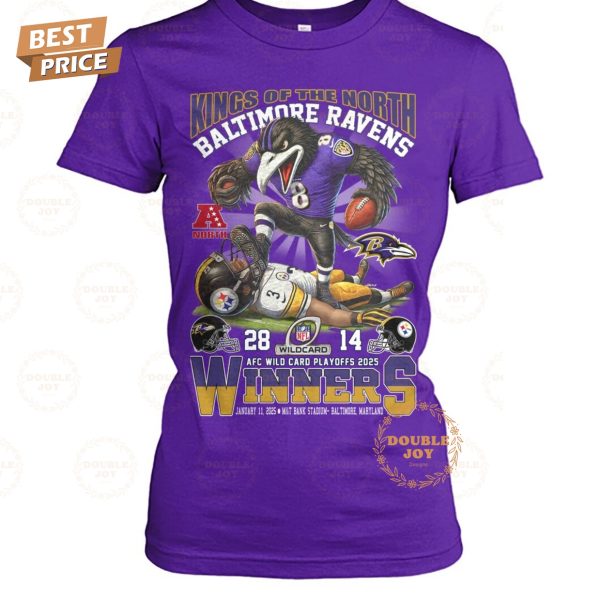 Kings Of The North NFL Baltimore Ravens AFC Wild Card Playoff 2025 Winners T-Shirt