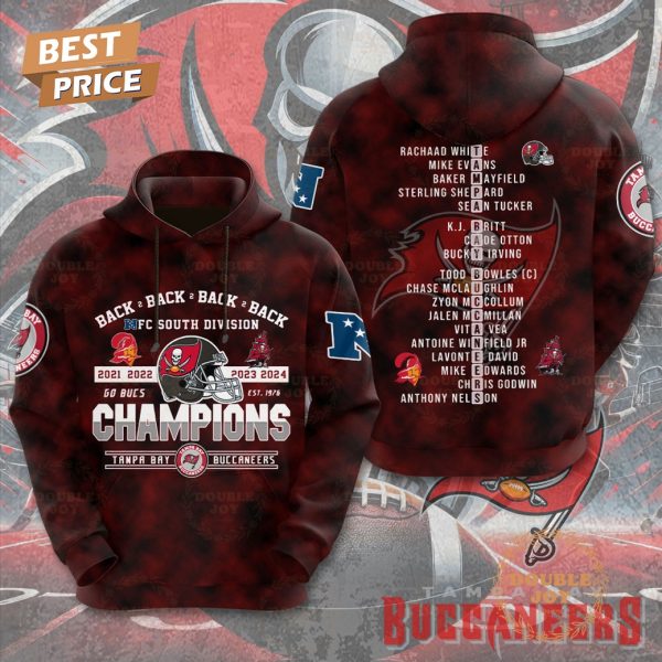 Back Back Back Back NFC South Division Champions NFL Tampa Bay Buccaneers Hoodie