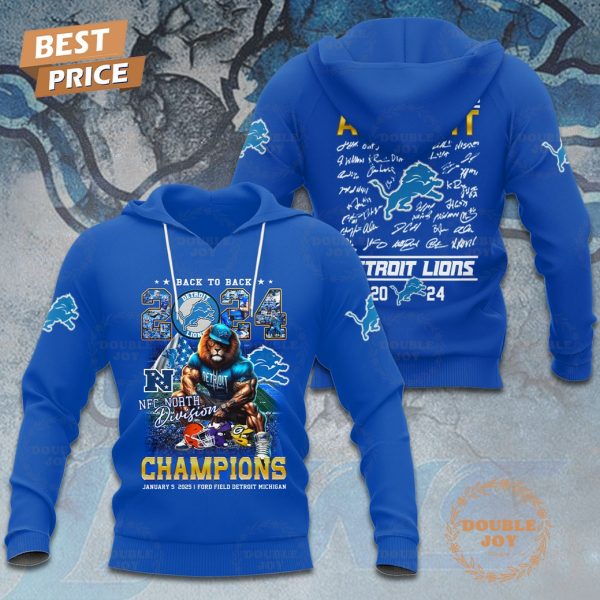 Back To Back 2024 NFL Detroit Lions NFC North Division Champions All Right – All Heart – All Us – All Grit Hoodie