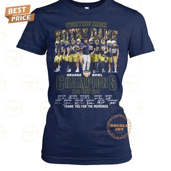 NCAA Notre Dame Football Orange Bowl Champions 2024 Thank You For The Memories T-Shirt