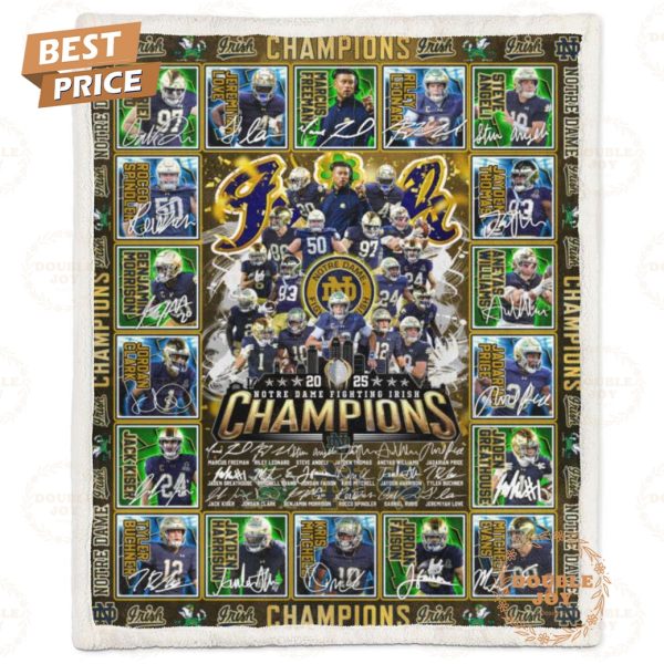 NCAA Notre Dame Fighting Irish Champions 2025 Limited Edition Fleece Blanket