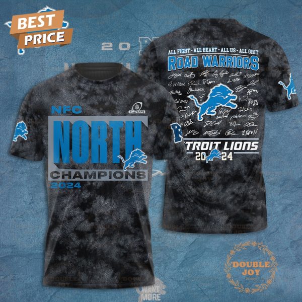 NFL Detroit Lions NFC North Champions 2024 All Right – All Heart – All Us – All Grit Road Warriors Hoodie