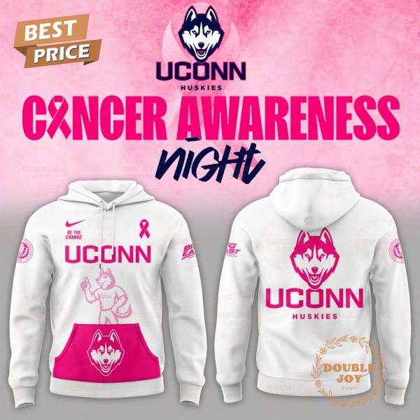 NCAA UConn Huskies Cancer Awareness Night Hoodie – White