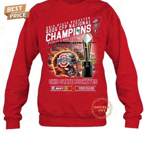 Ohio State Buckeyes NCAA 2025 CFP NAtional Champions Scarlet And Gray Forever T-Shirt