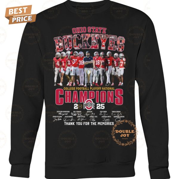 Ohio State Buckeyes NCAA College Football Playoff National Champions 2025 Thank You For The Memories T-Shirt