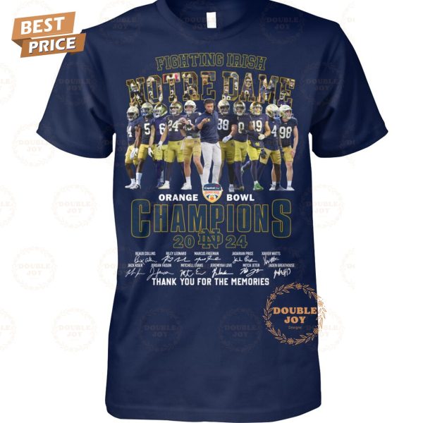 NCAA Notre Dame Football Orange Bowl Champions 2024 Thank You For The Memories T-Shirt