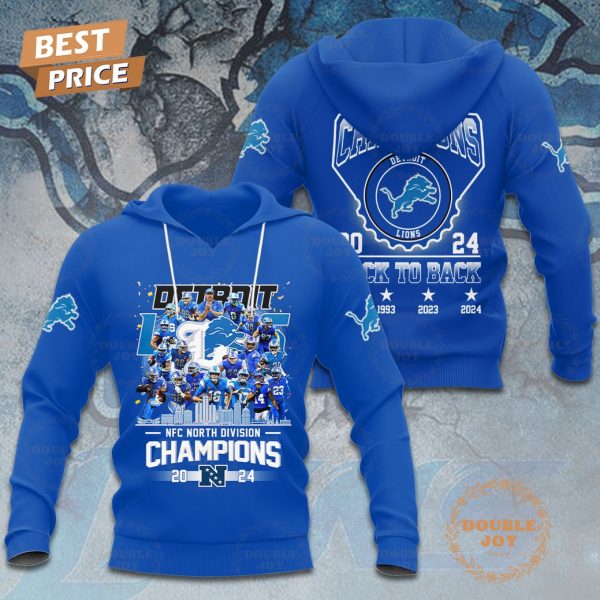 NFL Detroit Lions 2024 NFC North Division Champions Back To Back Hoodie