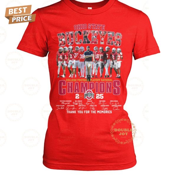 Ohio State Buckeyes NCAA College Football Playoff National Champions 2025 Thank You For The Memories T-Shirt