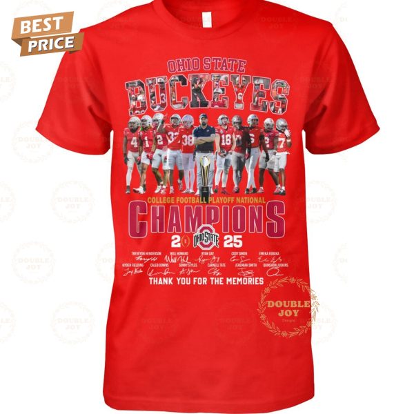 Ohio State Buckeyes NCAA College Football Playoff National Champions 2025 Thank You For The Memories T-Shirt