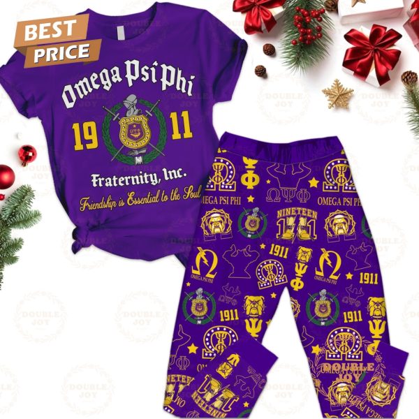 Omega Psi Phi 1911 Friendship Is Essential To The Soul Fleece Pajamas Set