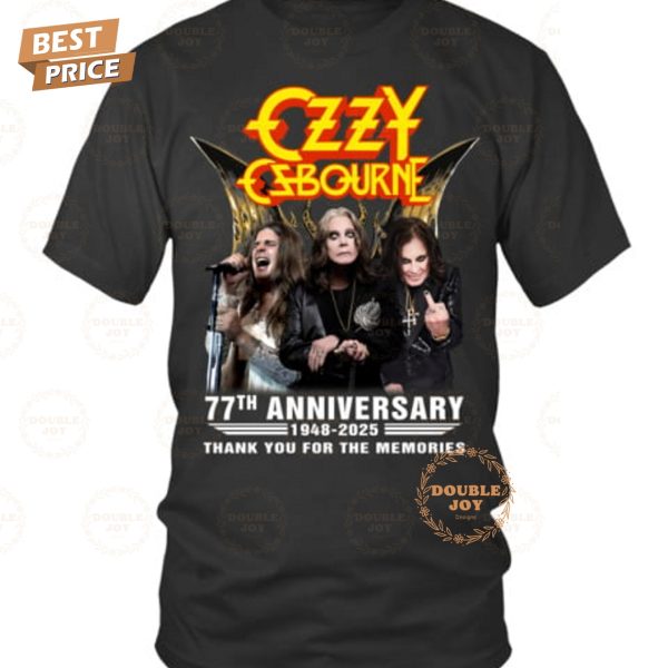 Ozzy Osbourne 77th Anniversary 1948-2025 Thank You For The Memories T-Shirt