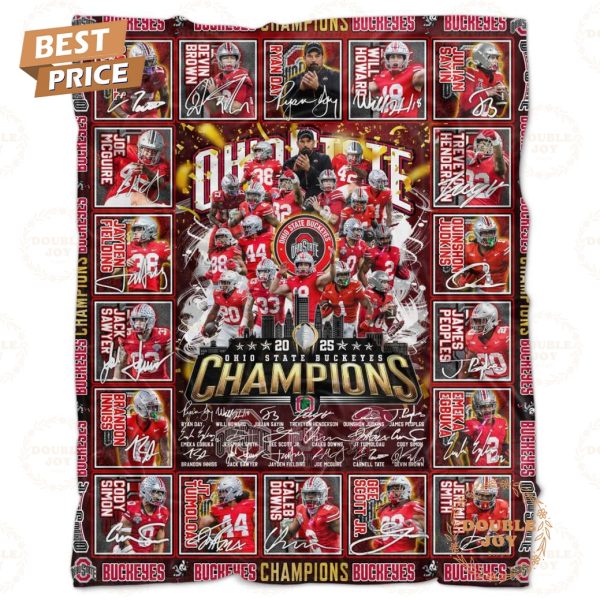 Ohio State Buckeyes NCAA 2025 Champions Limited Edition Fleece Blanket