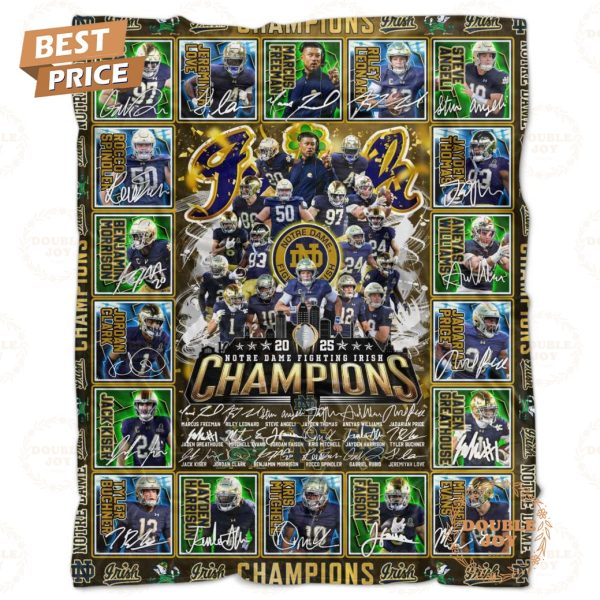 NCAA Notre Dame Fighting Irish Champions 2025 Limited Edition Fleece Blanket