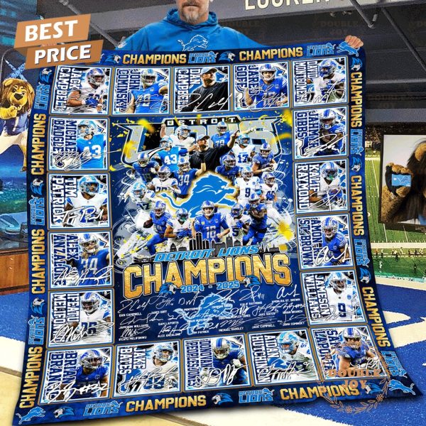 NFL Detroit Lions Champions 2024-2025 Fleece Blanket