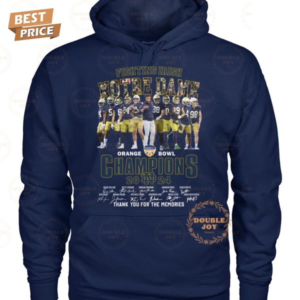 NCAA Notre Dame Football Orange Bowl Champions 2024 Thank You For The Memories T-Shirt