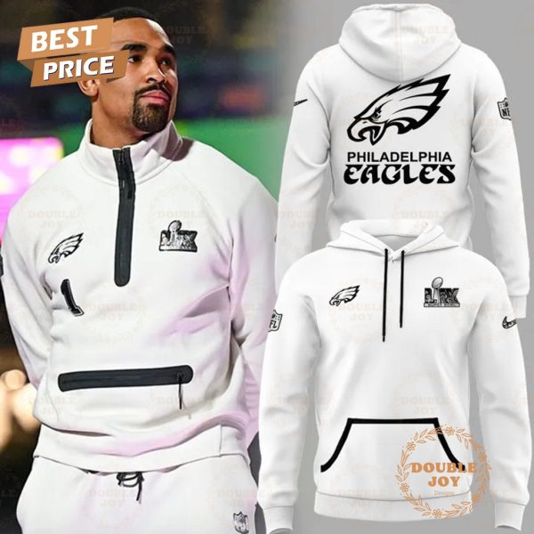 LIX Super Bowl Philadelphia Eagles NFL White Design 2025 Hoodie