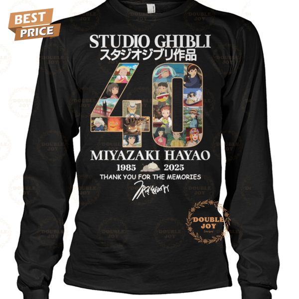 Studio Ghibli Miyazaki Hayao 40th 1985-2025 Thank You For The Memories T-Shirt