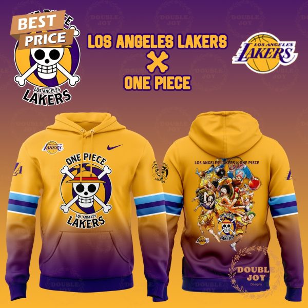 2025 Game Night Collab Los Angeles Lakers NBA x One Piece Yellow And Purple Design Hoodie