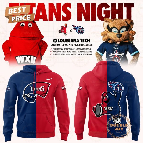 2025 Tennessee Titans NFL x Western Kentucky Hilltoppers NCAA Titans Night Limited Edition Hoodie