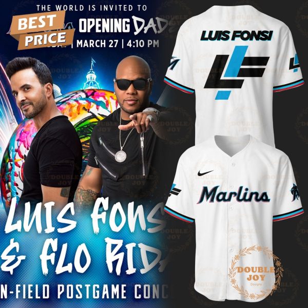 2025 The World Is Invited To Miami Marlins MLB Opening Dade Luis Fonsi and Flo Rida Gift New Edition Baseball Jersey – White