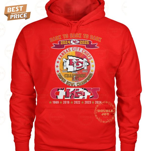 Back To Back To Back 2024-2025 5X Kansas City Chiefs NFL Champions LIX T-Shirt