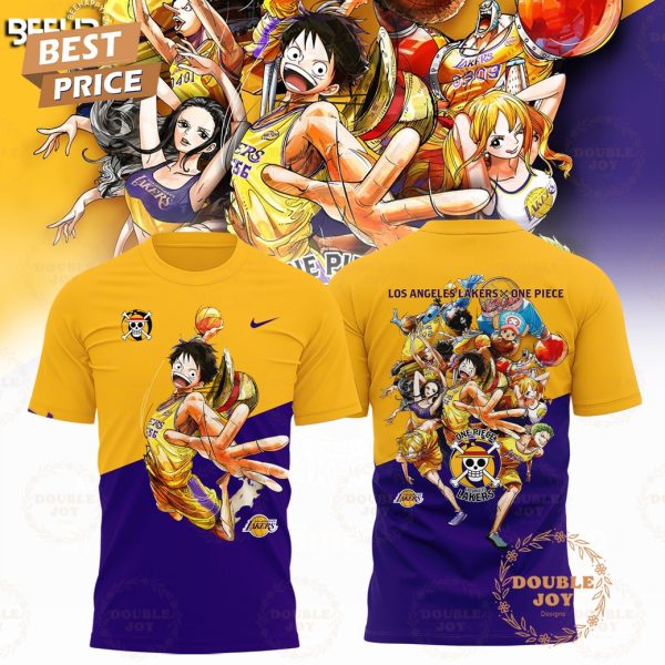 Los Angeles Lakers NBA x Luffy One Piece 2025 Yellow And Purple Design Hoodie