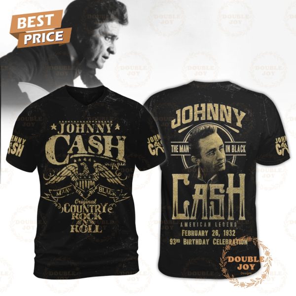 Johnny Cash The Man In Black American Legend 93rd Birthday Celebration 1932-2025 T-Shirt, Hoodie