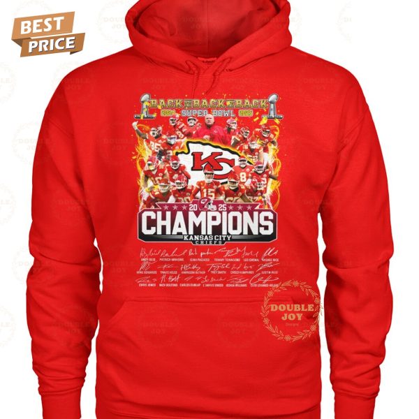 Back To Back To Back 2024-2025 Super Bowl Champions Kansas City Chiefs NFL New Edition T-Shirt