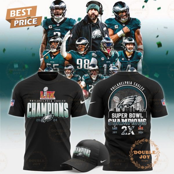 Philadelphia Eagles NFL Super Bowl Champions 2X 2024 Limited Edition Hoodie – Black