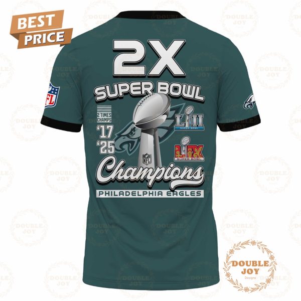 2X Super Bowl Champions LII And LIX Philadelphia Eagles NFL Limited Edition Hoodie – Blue